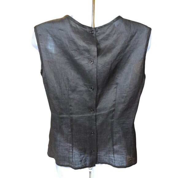 Vintage Sonya Rataly For San André Black Lace Sleeveless Blouse Linen Size 4 Top - Picture 2 of 5